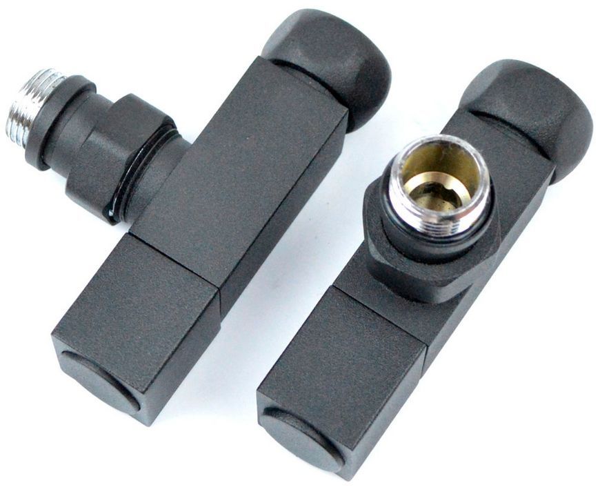 Кран для полотенцесушителя угловой NAVIN Квадро 3/4"х1/2" 2 шт. черный матовый 21-633550-0855 - 21-633550-0855