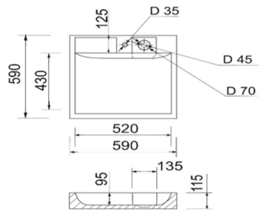 Раковина Qtap Arvin на пральну машину 595x595x115 QTARV2365WHI48575 - QTARV2365WHI48575