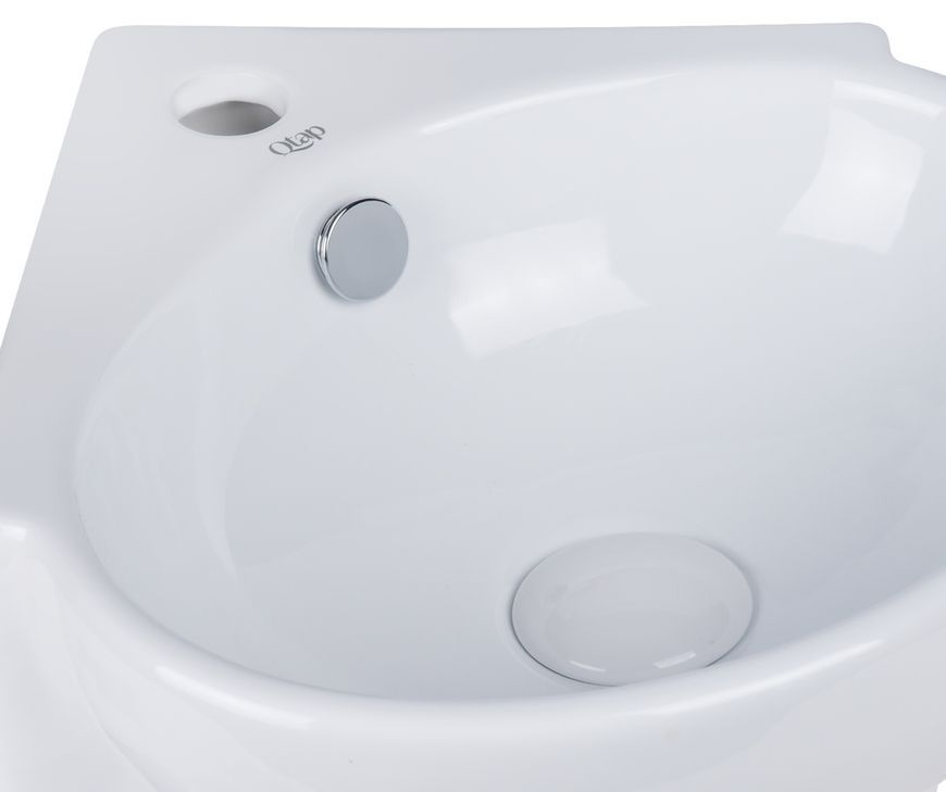 Раковина QTAP Leo 390x365x130 White з донним клапаном QT11115010W - QT11115010W