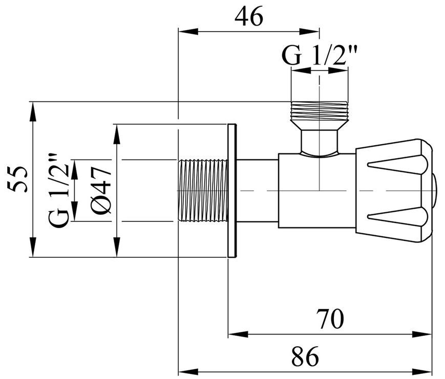 Кран приборный Kroner KRP Edelstahl Klassisch-ESG101 1/2"х1/2" НР нержавеющая сталь CV022974
