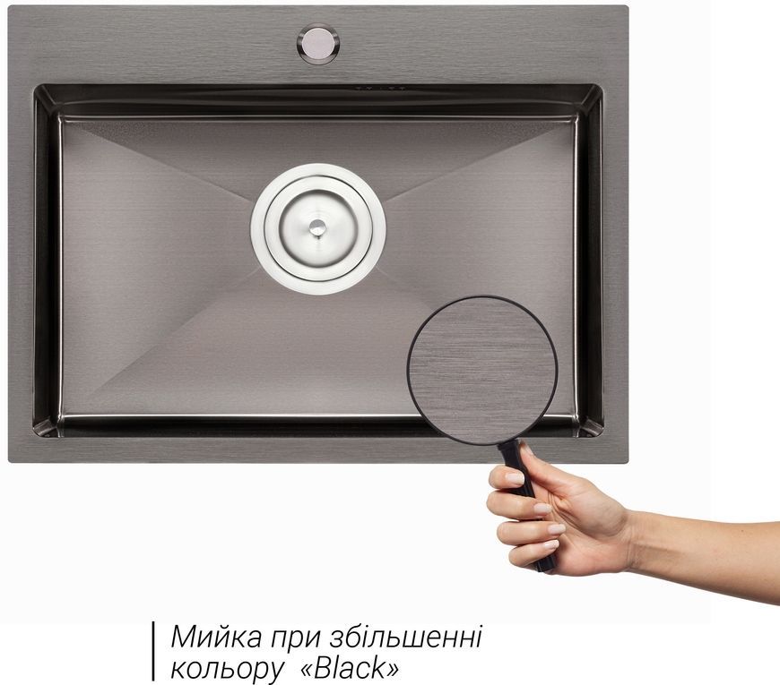Кухонна мийка інтегрована QTAP D5843BL PVD 2,7/1,0 мм Black - QTD5843BLPVD10