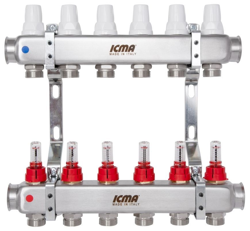 Колектор розподільчий Icma з витратомірами 3/4"х6 виходів №К073 87K073179PK32QU - 87K073179PK32QU