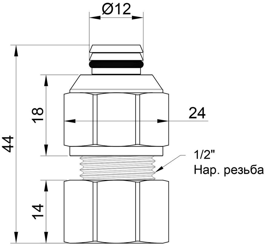 Перехідник обтискний (муфта) Icma 16х1/2" ВР латунь №532 81532ADGH06