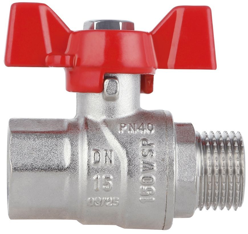 Кран шаровой Thermo Alliance Forte 1/2" ВН прямой, латунь, PN40, бабочка SF607W15 - SF607W15