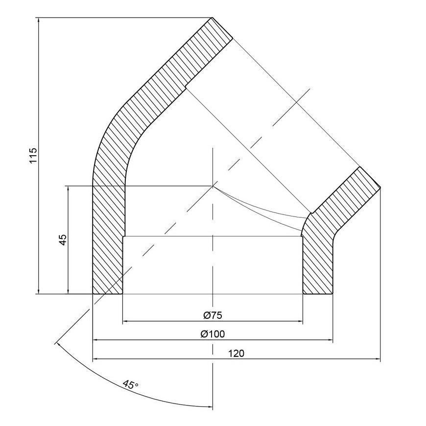 Уголок PPR THERMO ALLIANCE 75, 45&deg; - DSE107