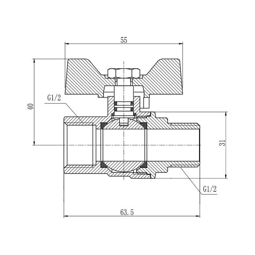 Кран кульовий SD FORTE 1/2" ВЗ для води (метелик) SF607W15 - SF607W15