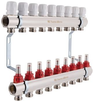 Колектор з витратомірами Thermo Alliance Standart 1" 9 виходів 3/4" SD235W9 латунь - SD235W9