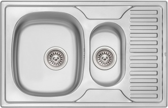 Кухонная мойка QTAP 7850-B Micro Decor 0,8 мм (180) с дополнительной чашей - QT7850BMICDEC08