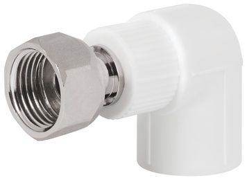Кутик PPR BLUE OCEAN "Білий" з накидною гайкою 20х1/2", 90&deg; ВР SD00042184 - SD00042184