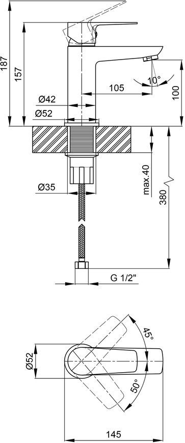 Смеситель для умывальника QTAP Pl&aacute;nice 1015107C - QTPL1015107C