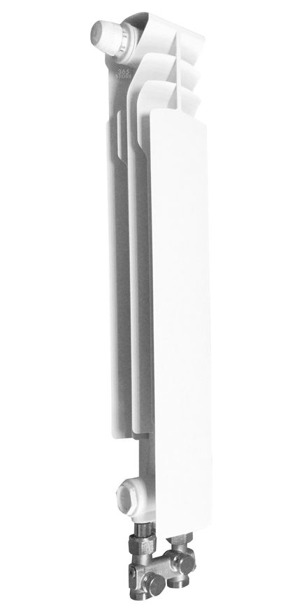 Радиатор алюминиевый ARMATURA G500 F/D/1, левая секция (нижнее прямое подключение) - 878-052-44