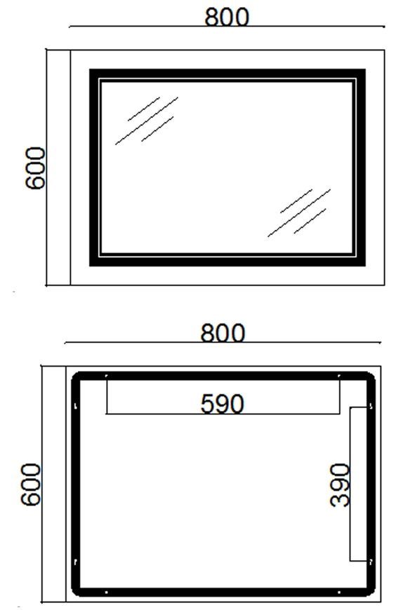 Дзеркало Qtap Cardinal 600х800 прямокутне з LED-підсвічуванням Touch, з антизапотіванням, з димером, рег. темп. кольору (3000-6500K) QT0478C6080
