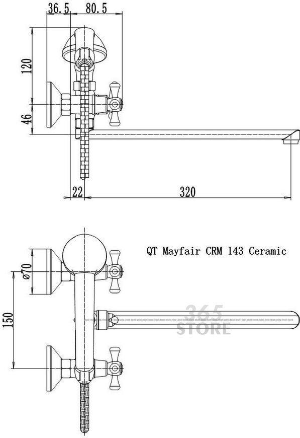 Смеситель для ванны Q-TAP Mayfair CRM 143 - QTMAYCRM143