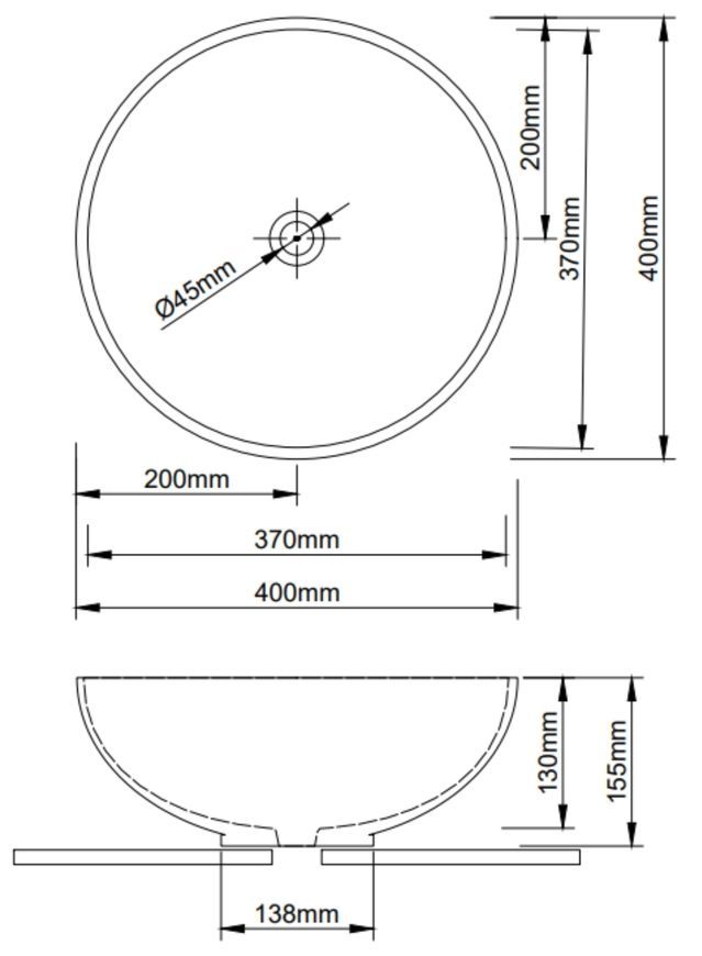 Раковина-чаша Qtap Owl накладная круглая 400х400х155 White с донным клапаном PU02 QT1911K53WN47319 - QT1911K53WN47319