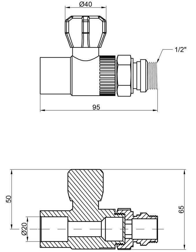 Кран шаровой радиаторный PPR THERMO ALLIANCE 20х1/2" прямой - DSW428