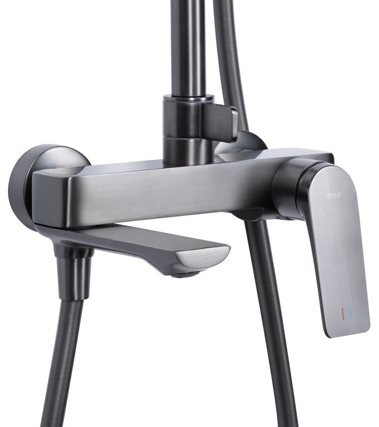 Душова система Qtap Vlasta New з поворотним виливом Gunmetal Black PVD QTVLA111GMB45651 - QTVLA111GMB45651