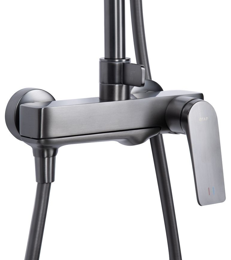 Душова система Qtap Vlasta New з поворотним виливом Gunmetal Black PVD QTVLA111GMB45651 - QTVLA111GMB45651