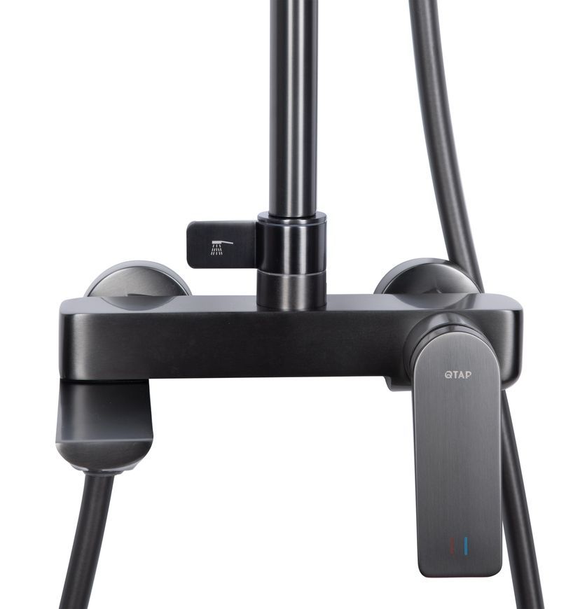 Душова система Qtap Vlasta New з поворотним виливом Gunmetal Black PVD QTVLA111GMB45651 - QTVLA111GMB45651