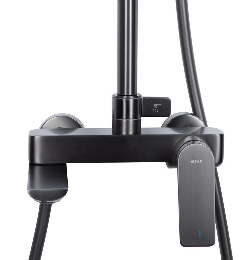 Душова система Qtap Vlasta New з поворотним виливом Gunmetal Black PVD QTVLA111GMB45651 - QTVLA111GMB45651
