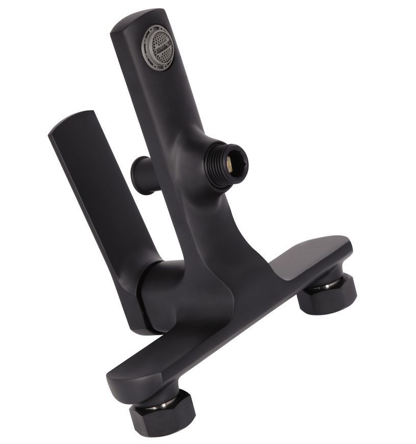 Змішувач для ванни з коротким виливом Qtap Slavonice Black Matt QTSLA259BLM45918 - QTSLA259BLM45918