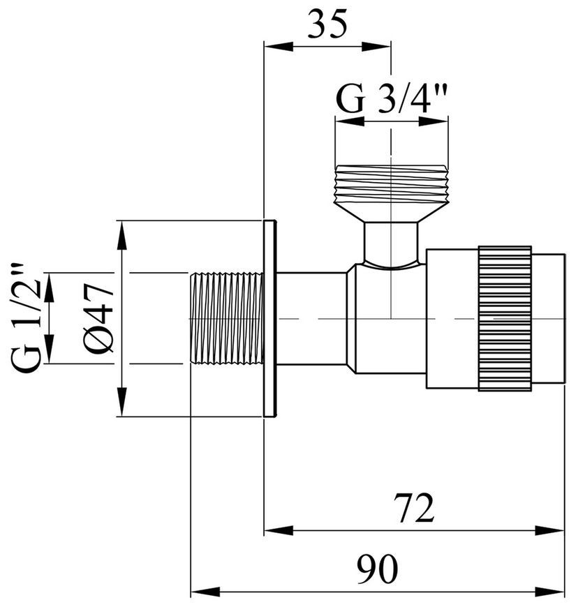 Кран приборный Kroner KRP Edelstahl Klassisch-ESG102 1/2"х3/4" НР нержавеющая сталь CV022975