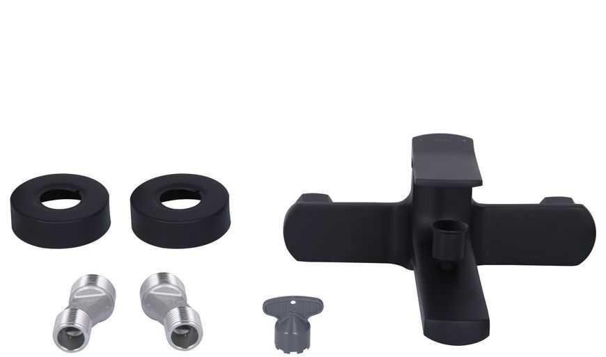 Змішувач для ванни з коротким виливом Qtap Slavonice Black Matt QTSLA259BLM45918 - QTSLA259BLM45918