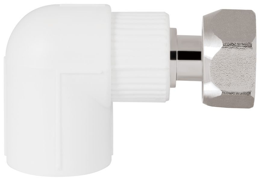 Уголок PPR BLUE OCEAN "Белый" с накидной гайкой 20х1/2", 90&deg; ВР SD00042184 - SD00042184