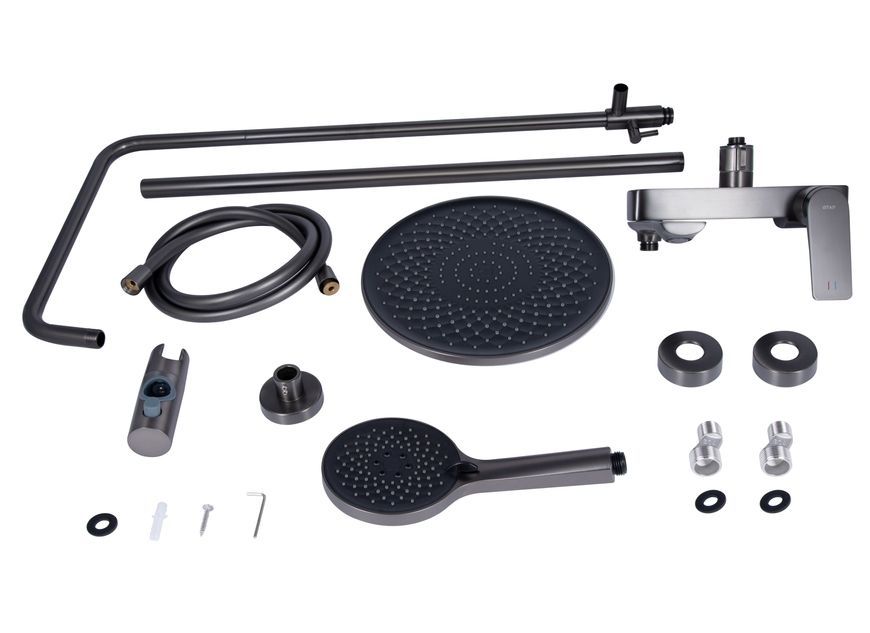 Душова система Qtap Vlasta New з поворотним виливом Gunmetal Black PVD QTVLA111GMB45651 - QTVLA111GMB45651
