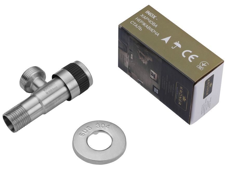 Кран приборный Kroner KRP Edelstahl Klassisch-ESG102 1/2"х3/4" НР нержавеющая сталь CV022975