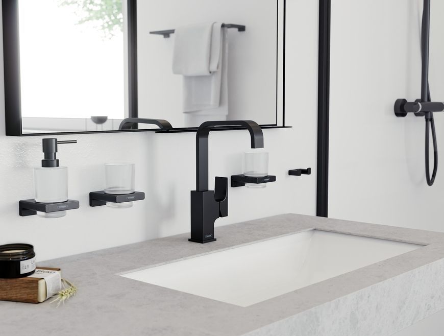 Смеситель для раковины HANSGROHE Metropol 230 черный матовый 32511670 с донным клапаном - 32511670