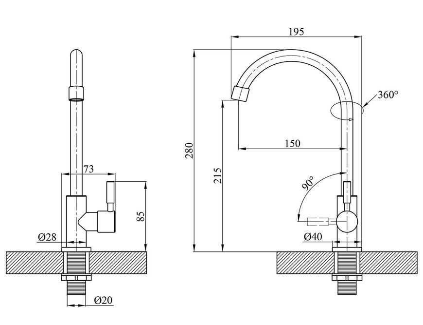 Кран на одну воду Kroner KRP Edelstahl Klassisch-ESG098 нержавіюча сталь CV022970 - Klassisch-ESG098