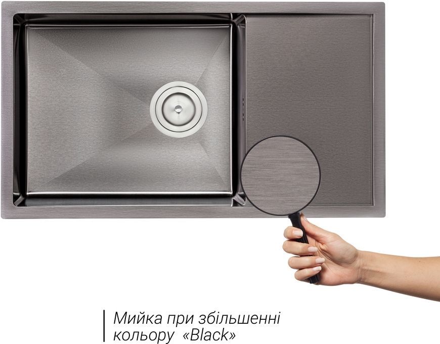 Кухонна мийка інтегрована QTAP D7844BL PVD 3,0/1,2 мм Black - QTD7844BLPVD12