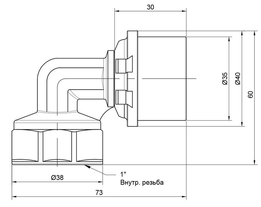 Уголок пресс-фитинг ICMA 32х1" ВР №405 - 81405AFGQ06
