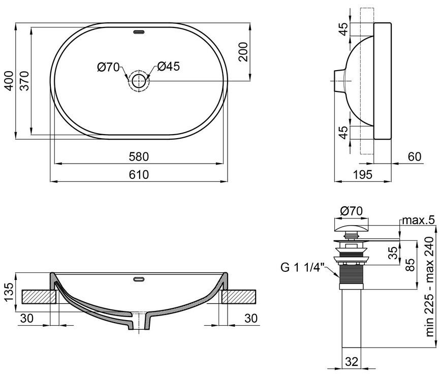 Раковина Qtap Leo 610x400x195 White з донним клапаном QT11114028W - QT11114028W