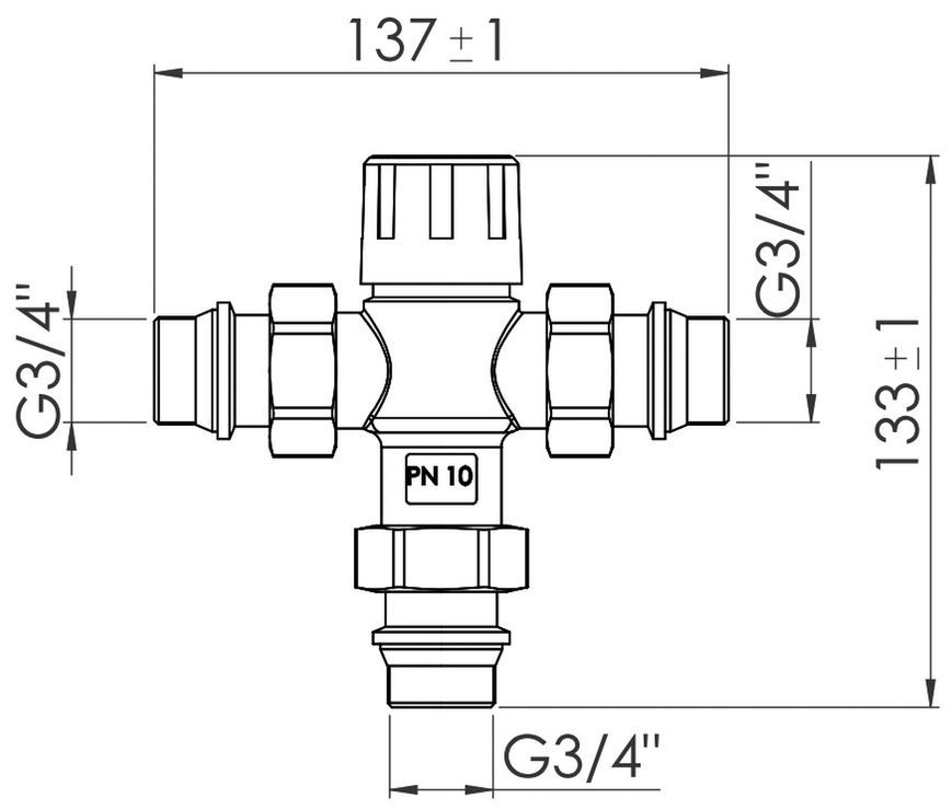 Клапан термостатический смесительный Thermo Alliance Forte 3/4" НР 30-60 &deg;С латунь SF010W20