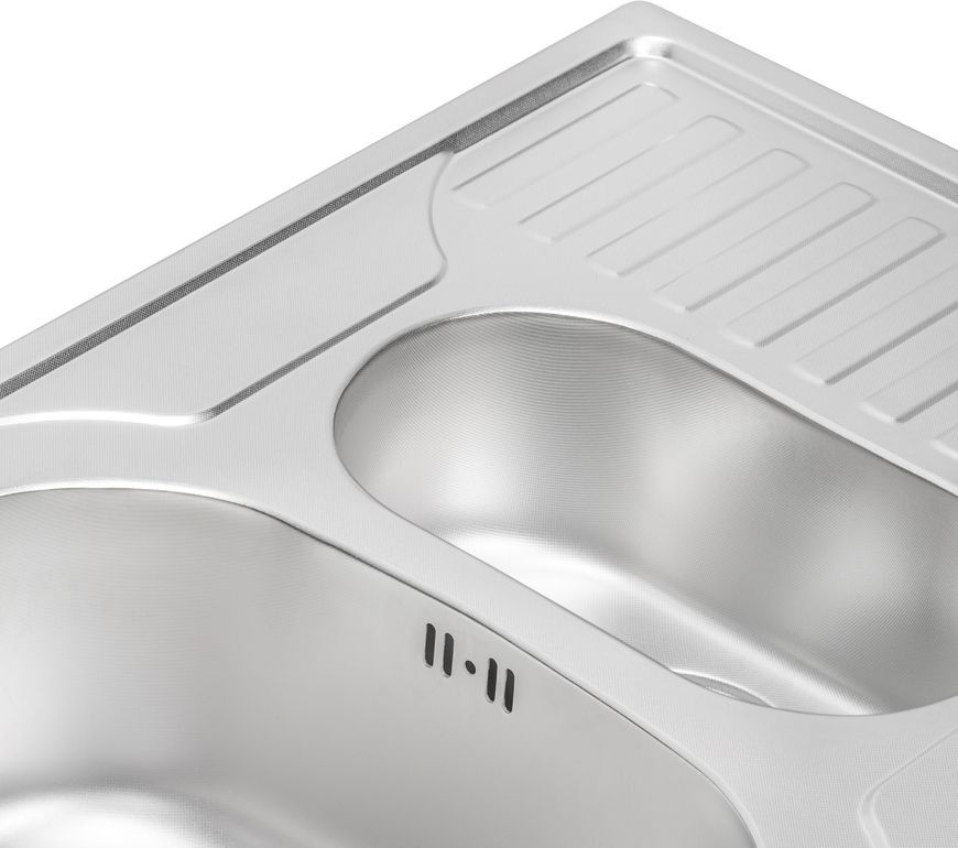 Кухонная мойка QTAP 7850-B Micro Decor 0,8 мм (180) с дополнительной чашей - QT7850BMICDEC08