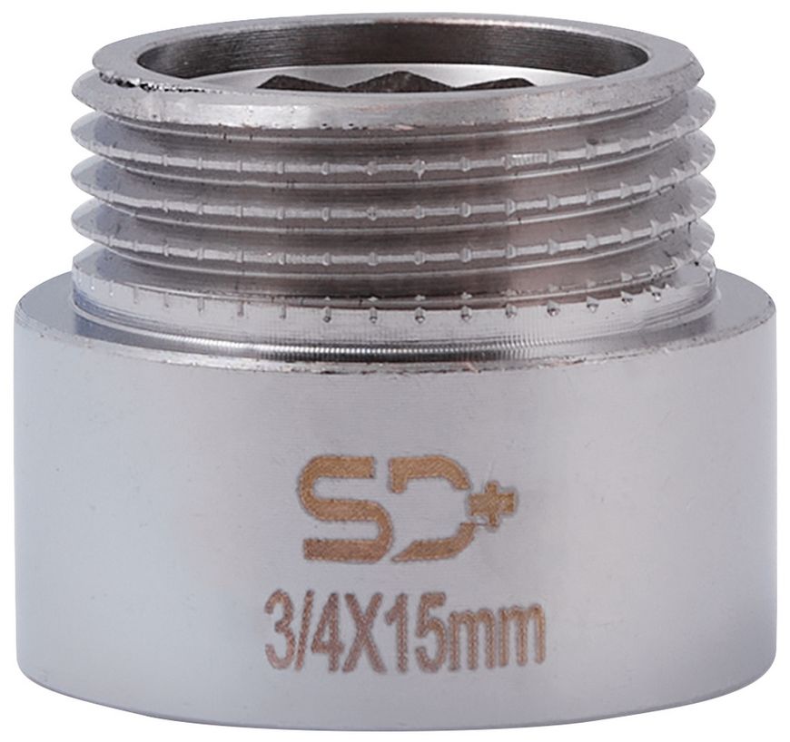 Удлинитель латунный хромированный SD Plus 3/4"НРх3/4"ВР длина 15 мм SD1302015