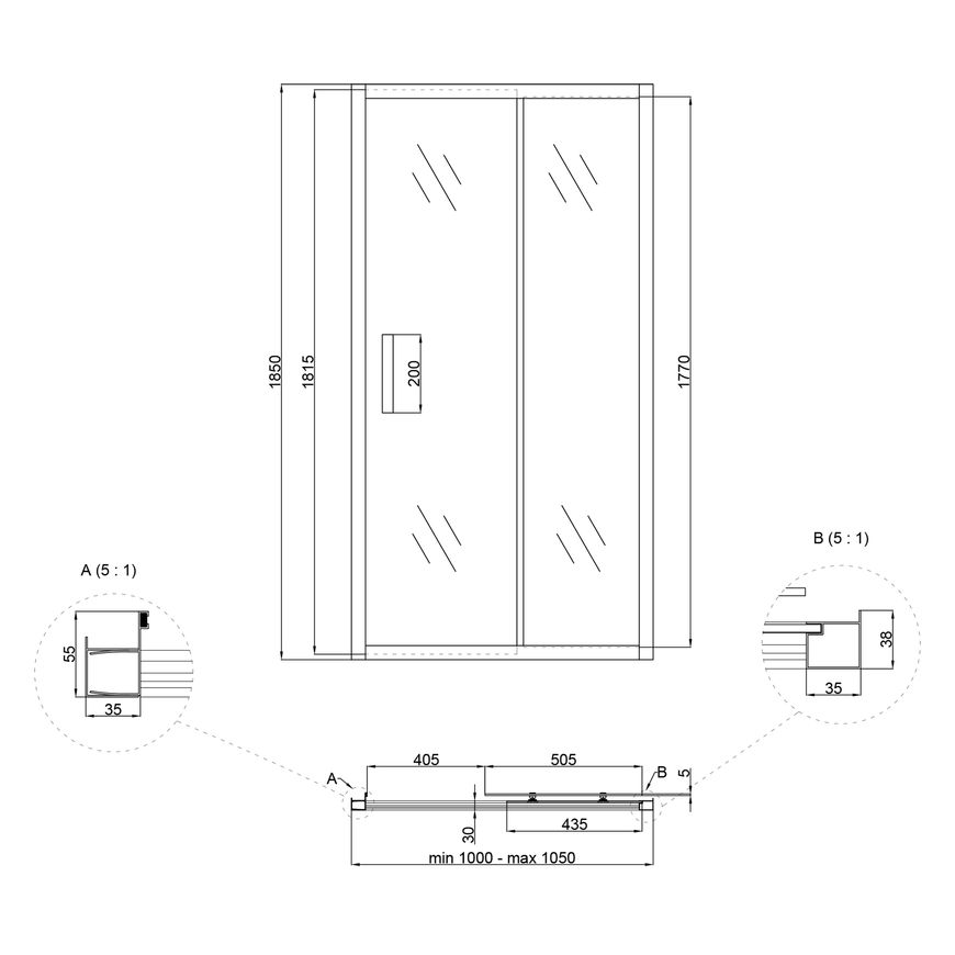 Душевые двери LIDZ ŻYCIE 100x185, стекло Frost 5 мм, раздвижные - LZSD100185CRMFR