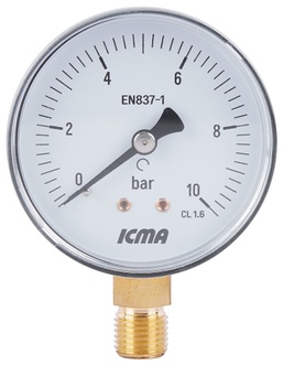 Манометр Icma нижнее подключение 1/4"НР 63 мм 0-10 бар №244 91244AB10