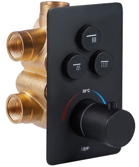 Змішувач вбудований термостатичний для ванни/душу QTAP Votice QTVOT6443T105NKB чорний - QTVOT6443T105NKB