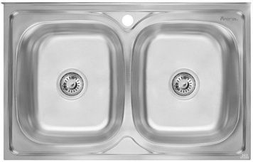 Кухонная мойка IMPERIAL 6080 Decor двойная 0,8 мм (IMP6080DEC) - IMP6080DEC