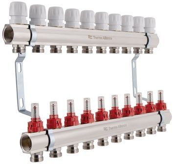 Колектор з витратомірами Thermo Alliance Standart 1" 10 виходів 3/4" SD235W10 латунь - SD235W10