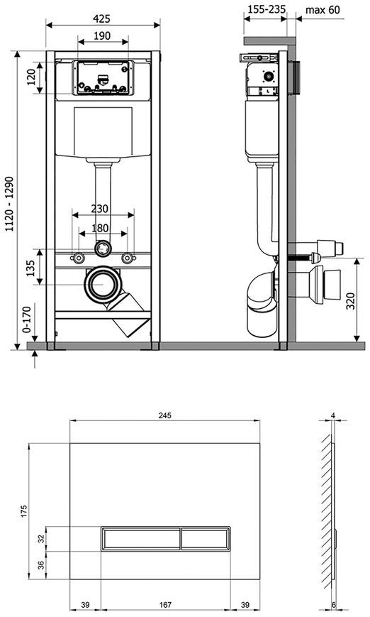 Набор инсталляция 4 в 1 QTAP Nest ST с линейной панелью смыва QT0133M425V1105GW - QT0133M425V1105GW