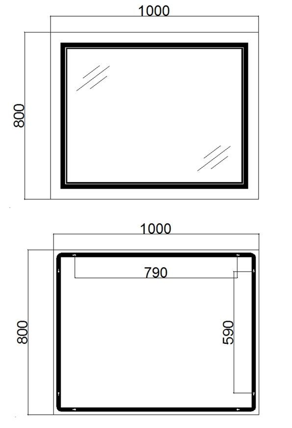 Дзеркало Qtap Cardinal 800х1000 прямокутне з LED-підсвічуванням Touch, з антизапотіванням, з димером, рег. темп. кольору (3000-6500K) QT0478C10080
