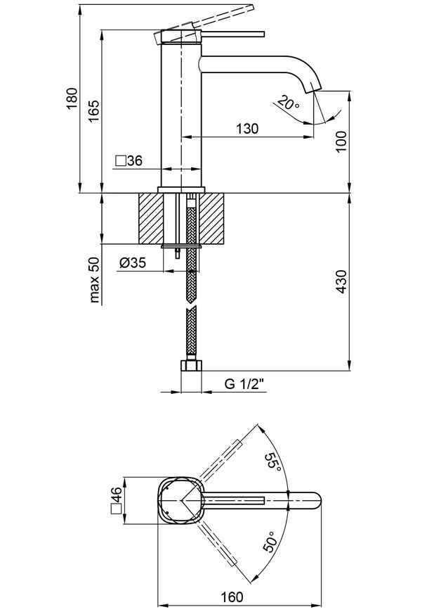Змішувач для умивальника QTAP Robin 1060102C хром - QTROB1060102C