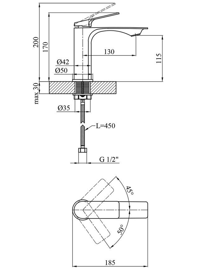 Смеситель для раковины Kroner KRP Graz-SCH010 черный CV035509 - Graz-SCH010