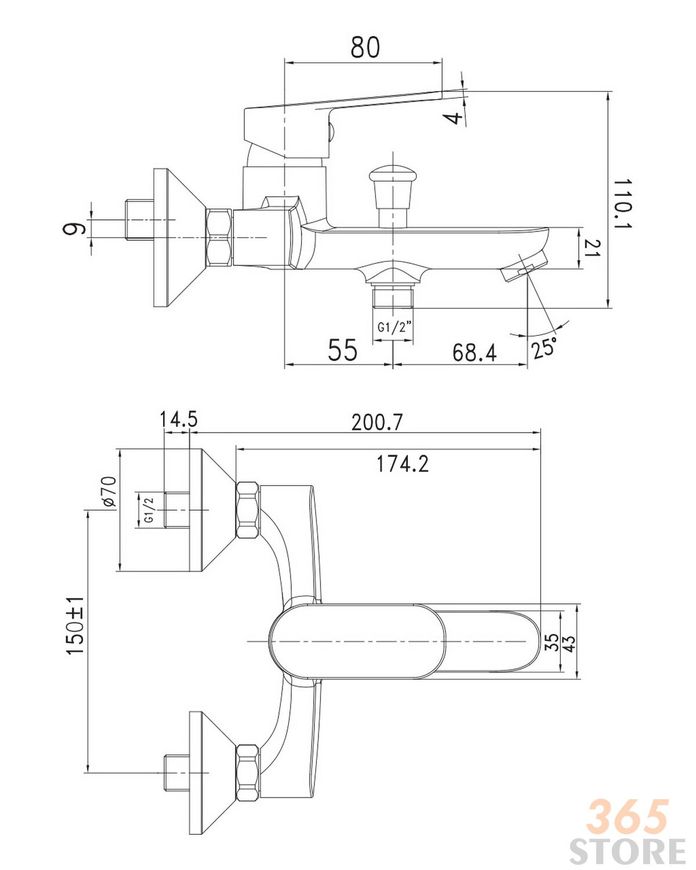 Змішувач для ванни IMPRESE LASKA 10040 хром, 35 мм - 10040