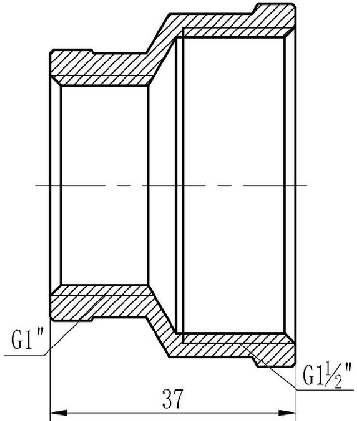 Муфта латунна SD Forte 1 1/2"х1" редукційна нікельована SF3574025