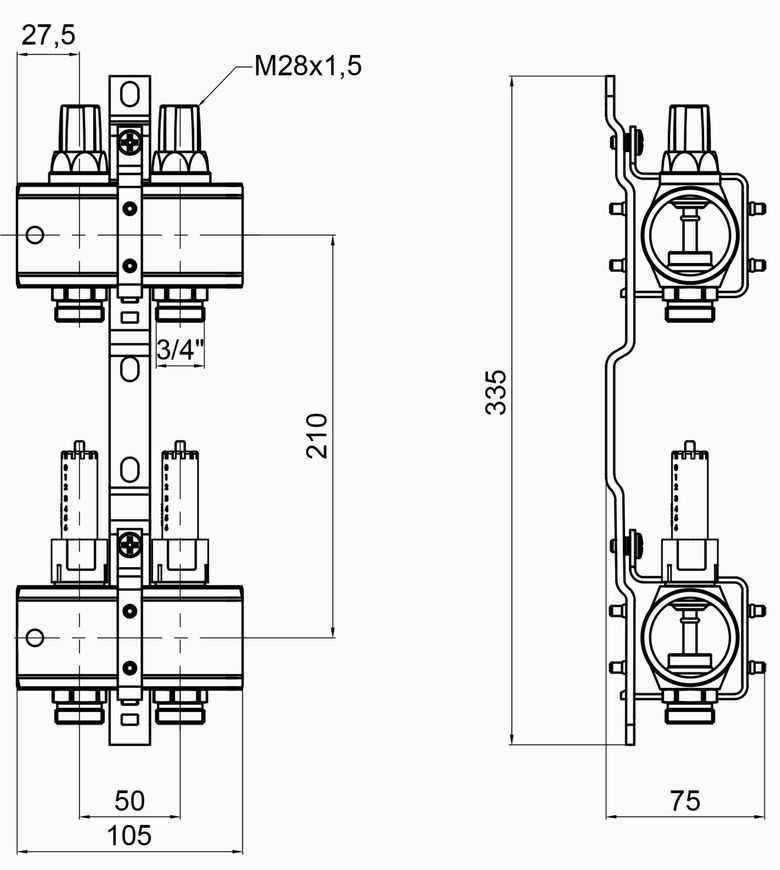Коллекторная группа ICMA 1" 2 выхода, с расходомерами №K013 87K013PG06 - 87K013PG06