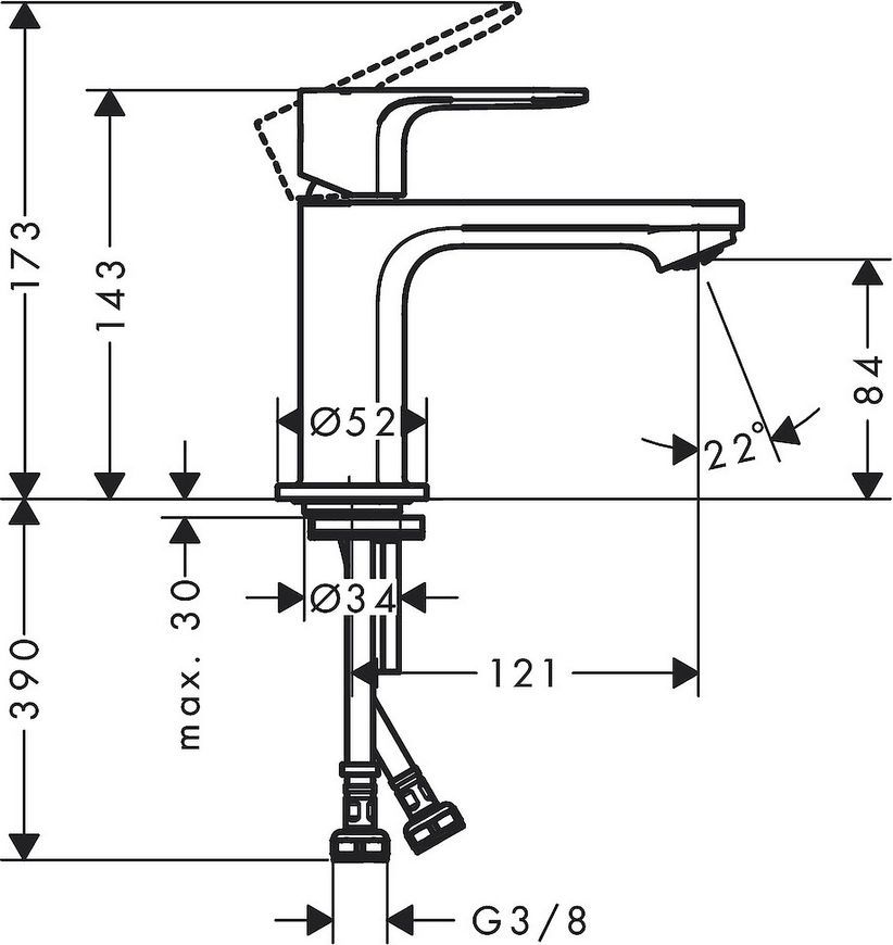 Смеситель для раковины HANSGROHE Rebris S 80 CoolStart хром 72514000 - 72514000